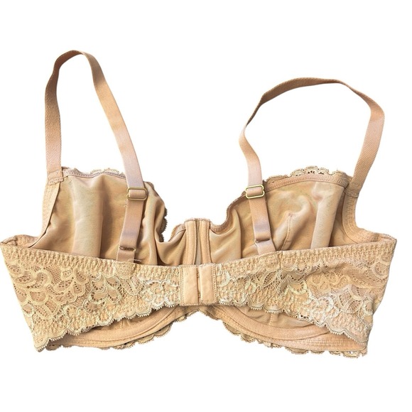 True & Co Bra 36DD Beige Nude Underwire Lace Unlined Full Coverage Adjustable - Picture 9 of 11